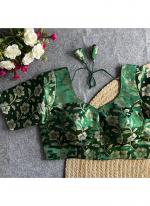 Shimmer Jacquard Green Festival Wear Jacquard Work Readymade Blouse